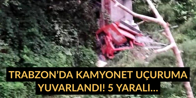 Trabzon’da kamyonet uçuruma yuvarlandı