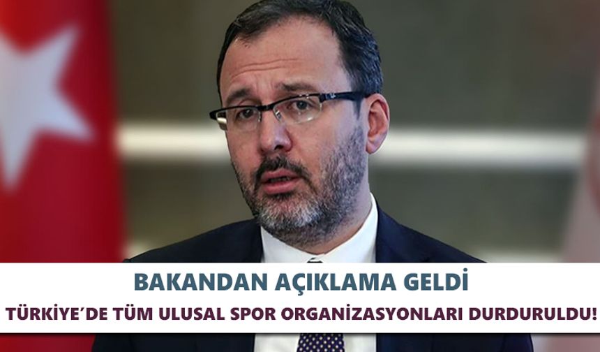 Bakan açıkladı Türkiye’de tüm ulusal spor organizasyonları durduruldu!